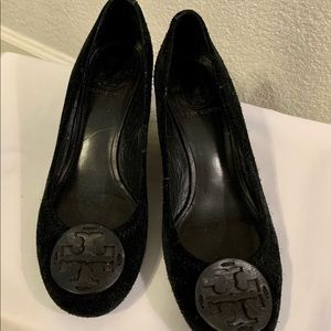 Tory Burch Black Suede Wedges size 7.5
